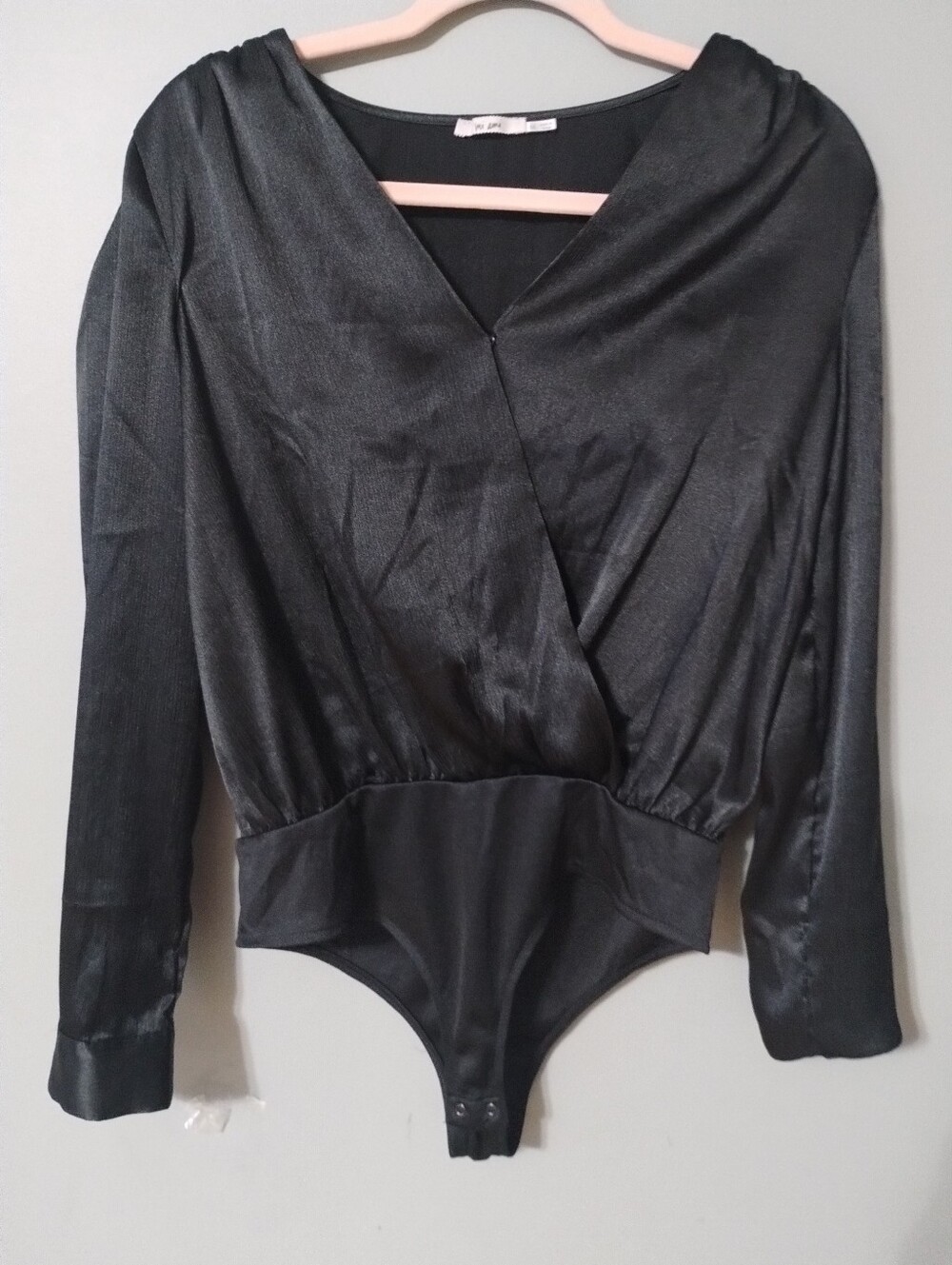 Night out Black Dressy Long Sleeve Flowy Bodysuit Medium